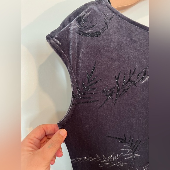 NWT Vtg 90s Y2K Hillard&Hanson gray silver velvet maxi whimsigoth evening dress - Picture 4 of 10